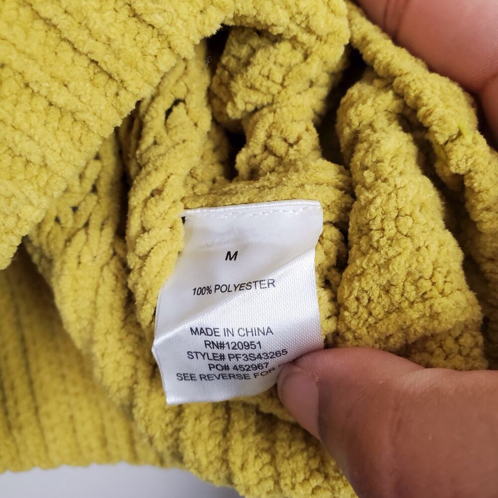 PINK ROSE | Cropped Chunky Knit | Yellow | Cardigan Sweater | Medium - Picture 6 of 8